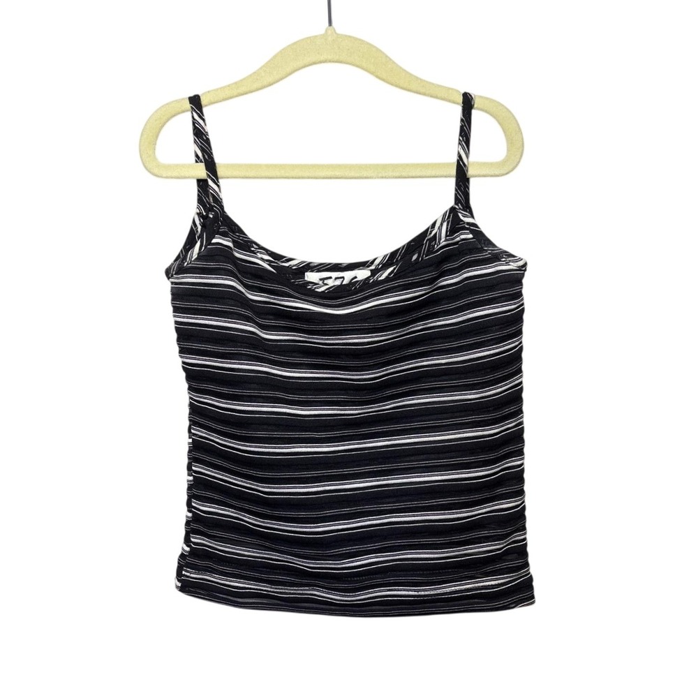 Vintage 5.7.9 Black White Striped Lined‎ Mesh Camisole Top Square Neck XS